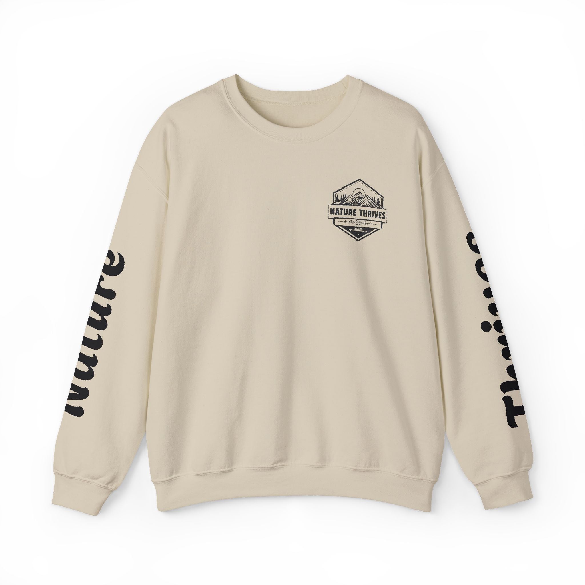 Nature Thrives Crewneck Sweatshirt — Outdoor Adventure Graphic Pullover